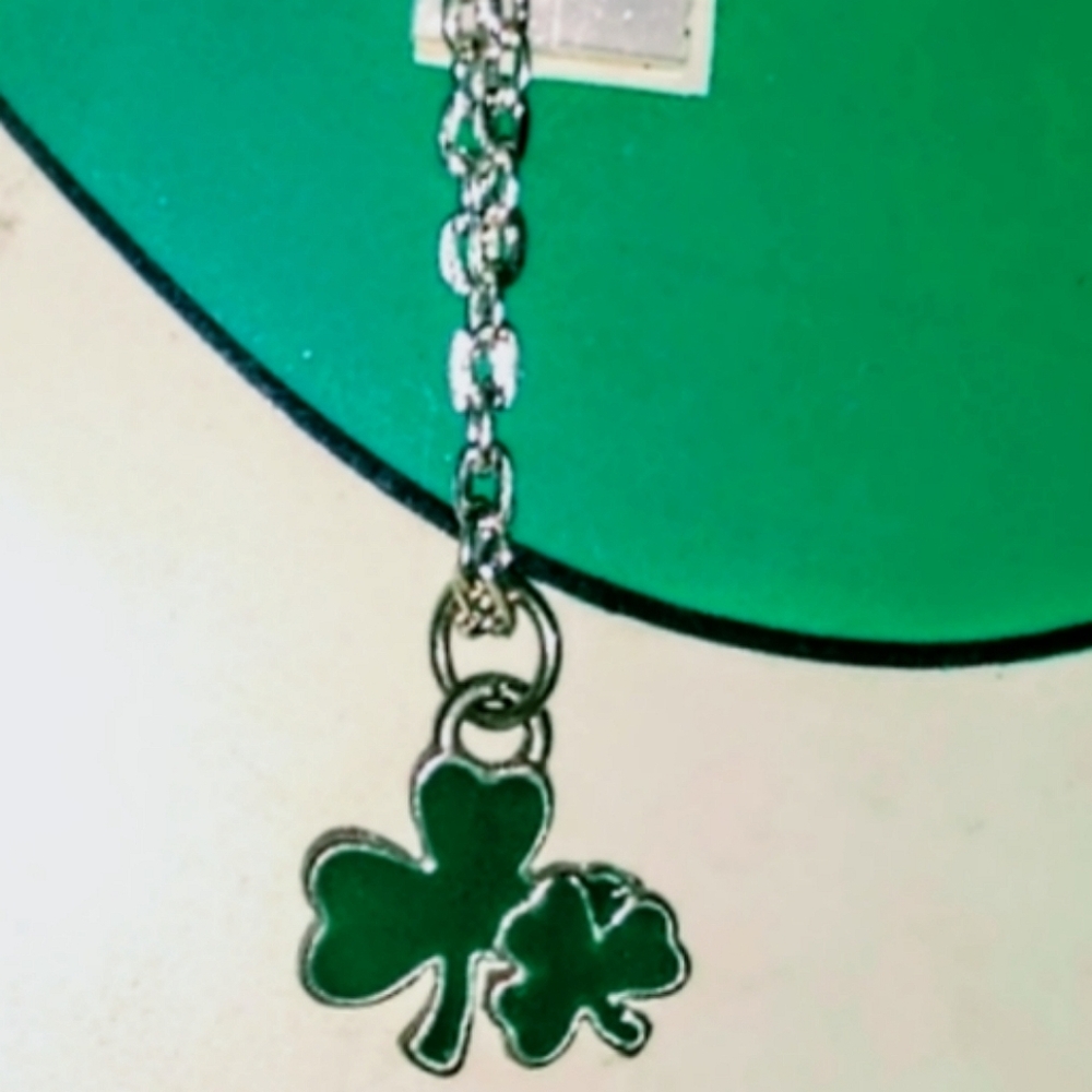 Green Enamel Shamrock Clover Pendant